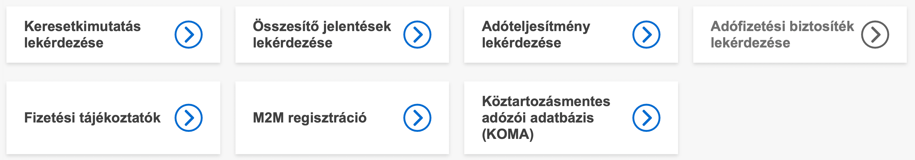 M2M regisztráció menüpont a NAV Ügyfélportálon
